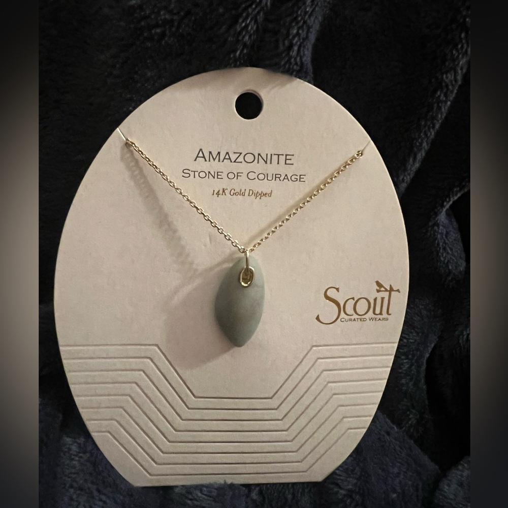 Scout Curated Wears Amazonite Gemstone 14k Gold Dipped Necklace, new in pkg./bag